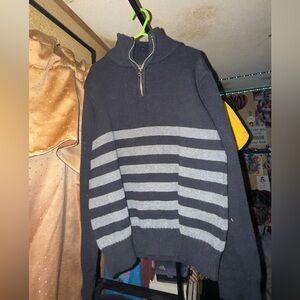 Place Black and Gray Striped Kids Sweater